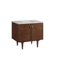 Amberly 36" Single Vanity, Mid-Century Walnut w/ 3 CM Eternal Serena Top