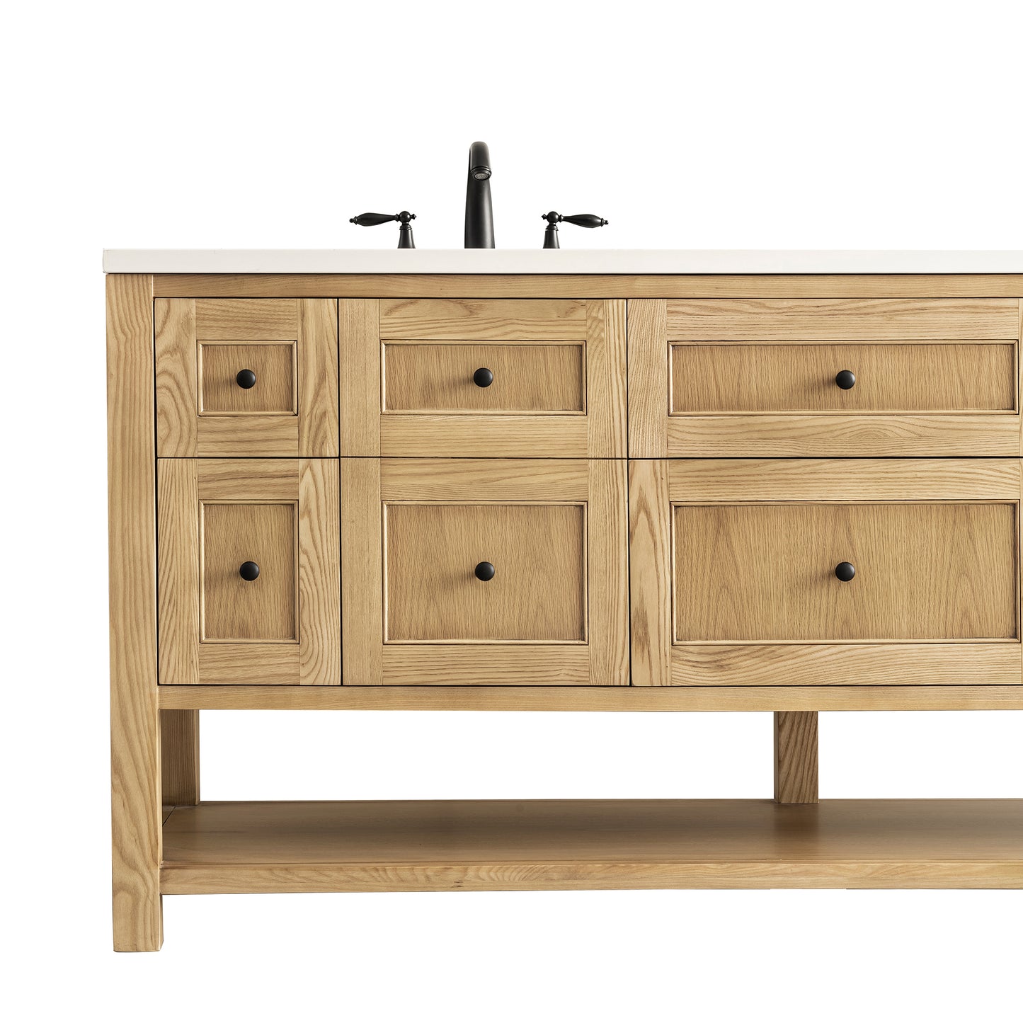 Breckenridge 72" Double Vanity, Light Natural Oak w/ 3 CM White Zeus Top