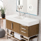 Columbia 48" Single Vanity, Latte Oak w/ Glossy White Composite Stone Top