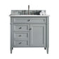 Brittany 36" Single Vanity, Urban Gray w/ 3 CM White Zeus Quartz Top