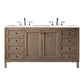 Chicago 60" Double Vanity, Whitewashed Walnut w/ 3 CM Eternal Serena Quartz Top