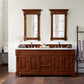 Brookfield 72" Double Vanity, Warm Cherry w/ 3 CM Carrara MarbleTop