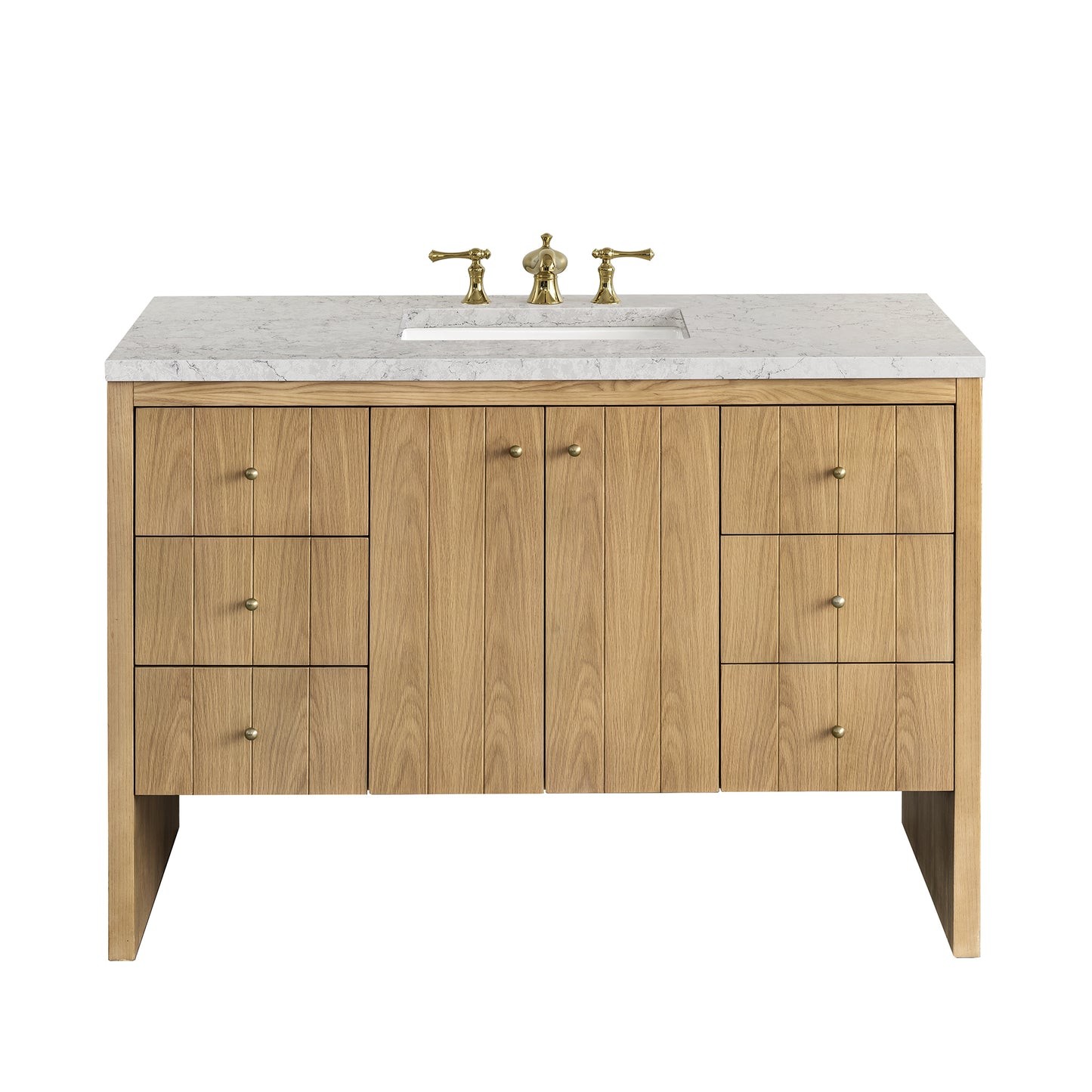 Hudson 48" Single Vanity, Light Natural Oak w/ 3 CM Eternal Jasmine Pearl Top