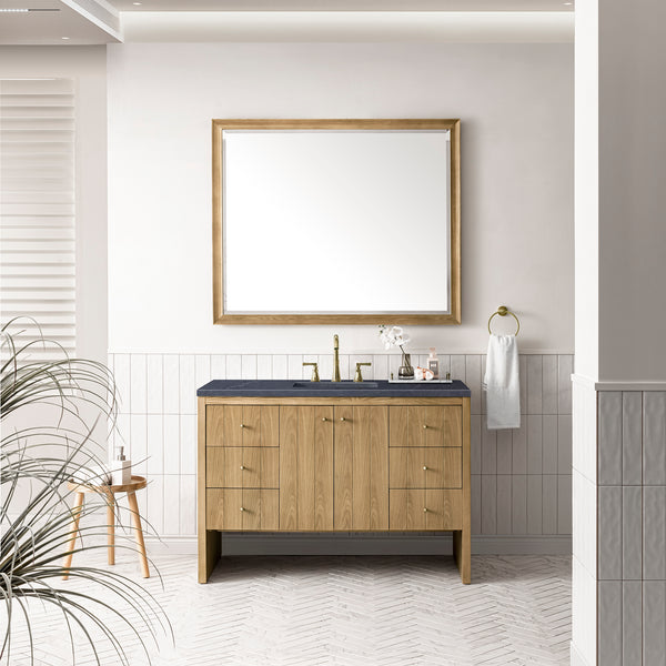 Hudson 48 Single Vanity, Light Natural Oak w/ 3 CM Charcoal Soapstone Top