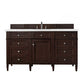 Brittany 60" Single Vanity, Burnished Mahogany w/ 3 CM Eternal Jasmine Pearl Quartz Top