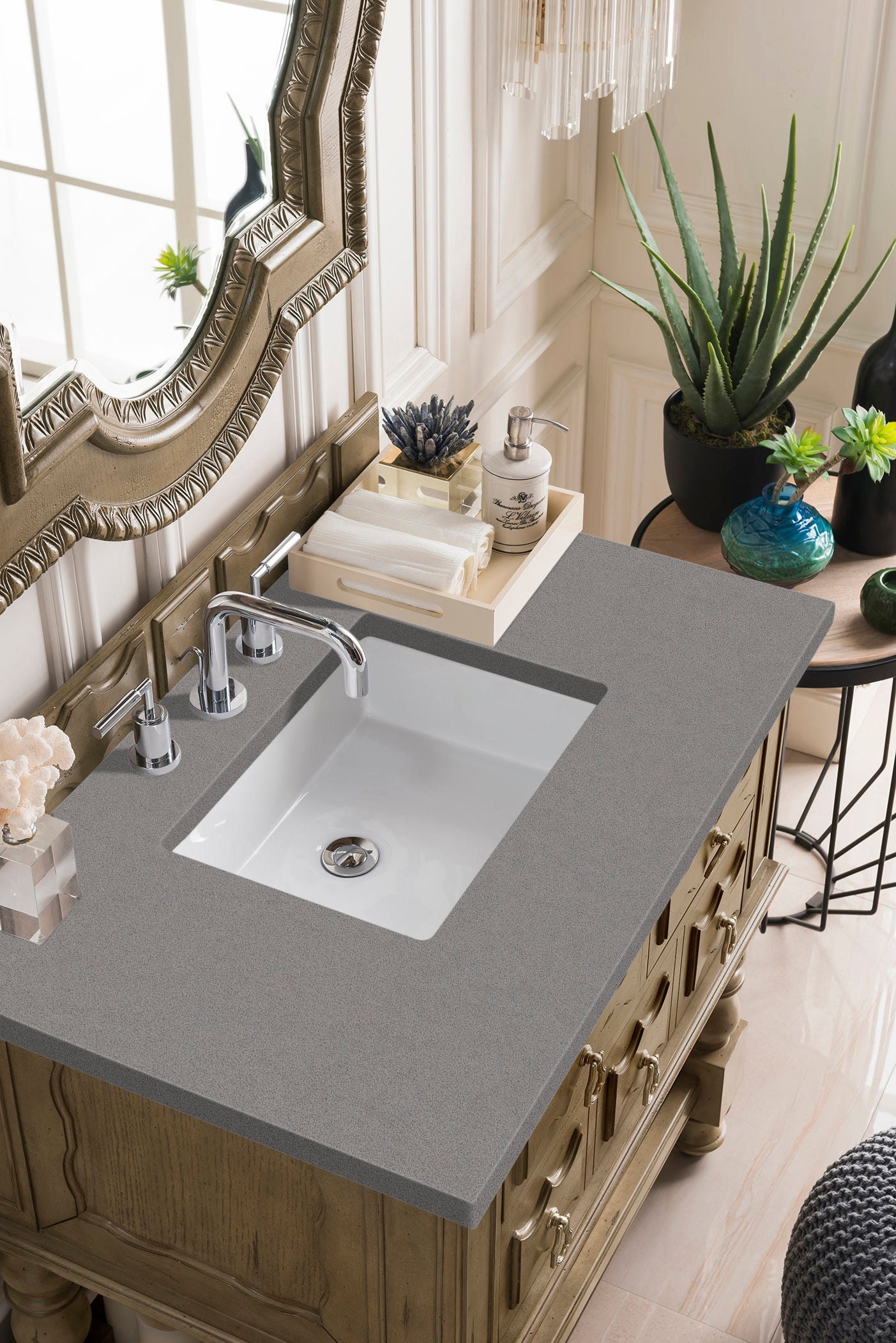 Castilian 36" Single Vanity, Empire Gray w/ 3 CM Grey Expo Quartz Top