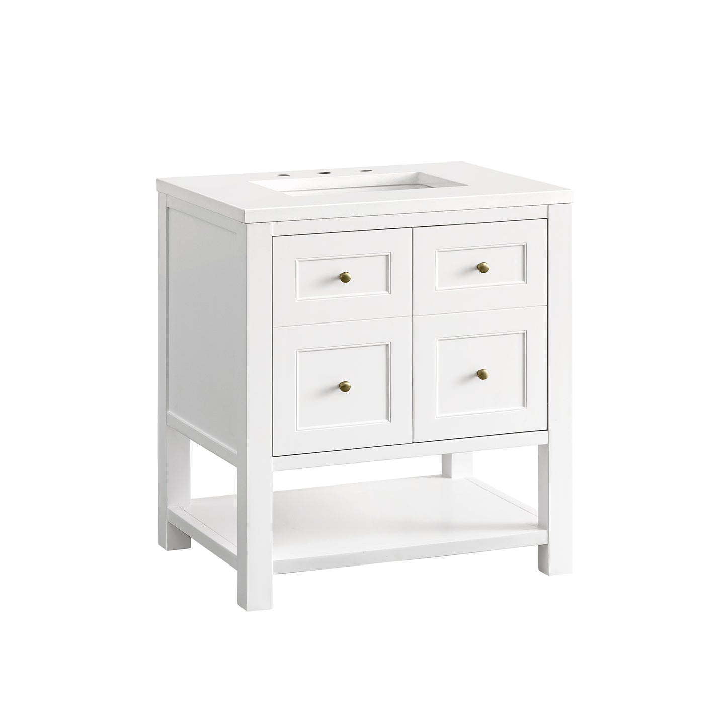 Breckenridge 30" Single Vanity, Bright White w/ 3 CM White Zeus Top