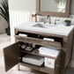 Chicago 36" Single Vanity, Whitewashed Walnut w/ 3 CM Ethereal Noctis Quartz Top