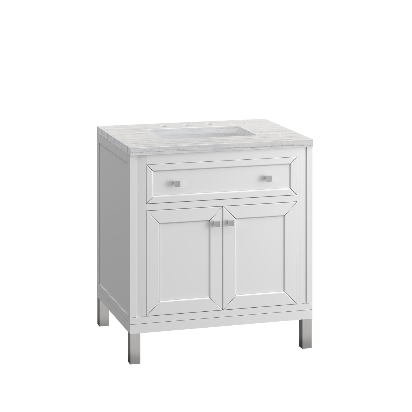 Chicago 30" Single Vanity, Glossy White w/ 3 CM Arctic Fall Top