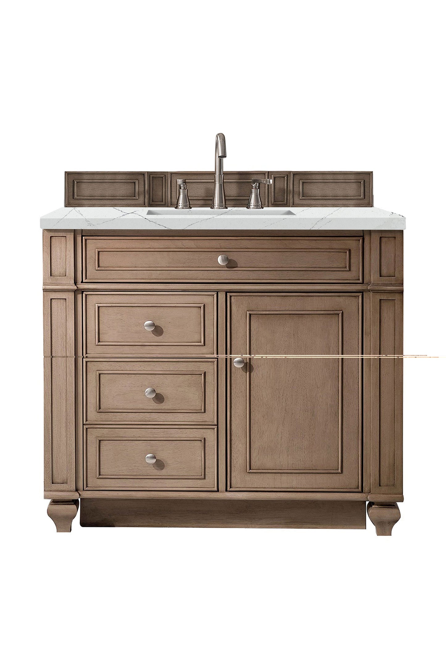 Bristol 36" Single Vanity, Whitewashed Walnut w/ 3 CM Ethereal Noctis Quartz Top