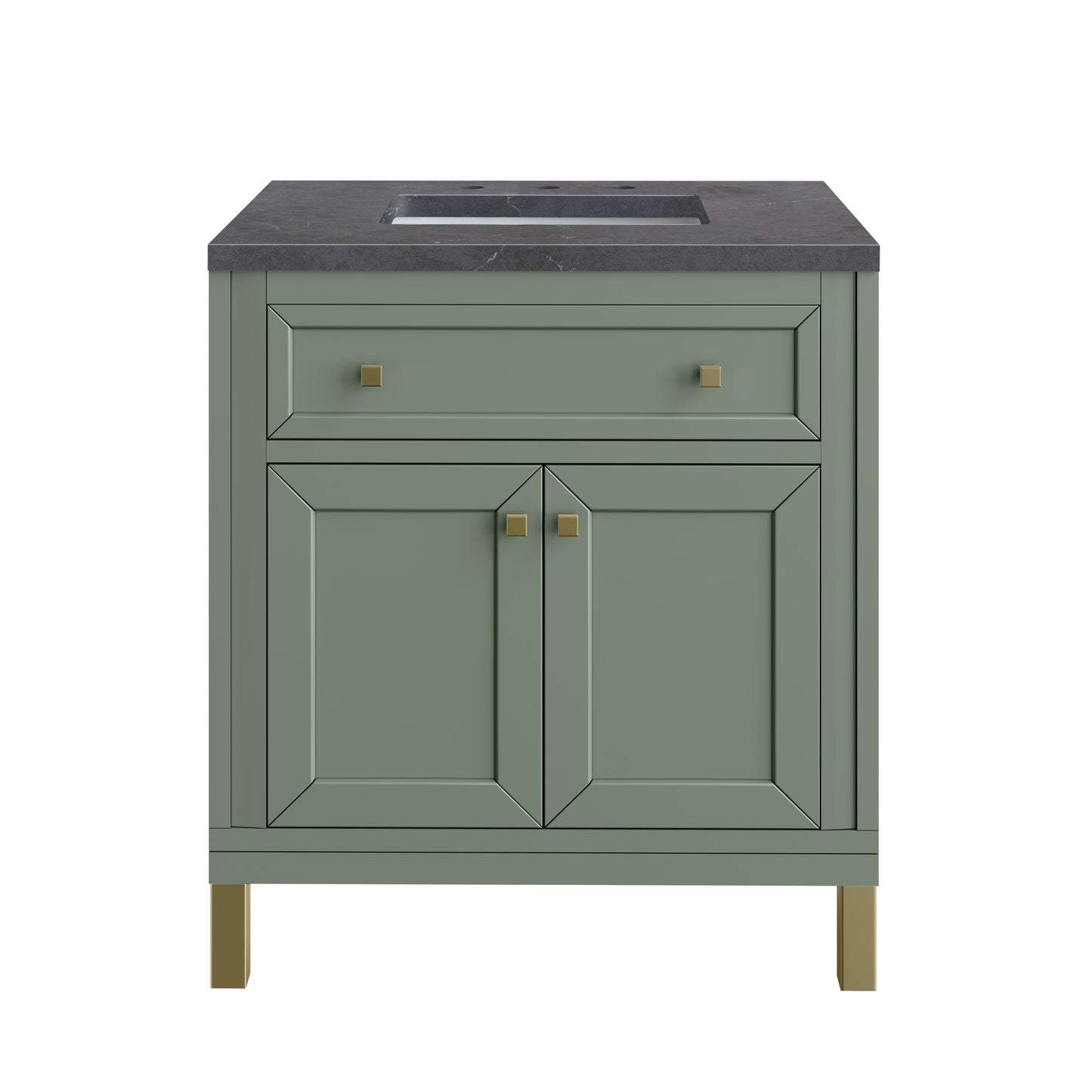 Chicago 30" Single Vanity, Smokey Celadon w/ 3 CM Charcoal Soapstone Top