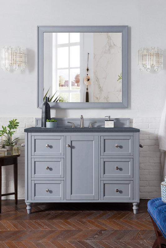 Copper Cove Encore 48" Single Vanity, Silver Gray w/ 3 CM Charcoal Soapstone Quartz Top