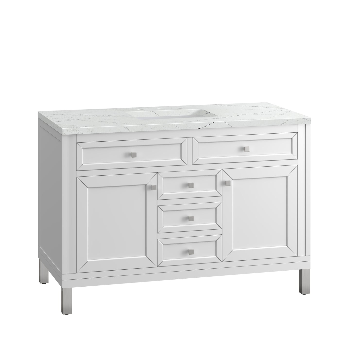 Chicago 48" Single Vanity, Glossy White w/ 3 CM Ethereal Noctis Top