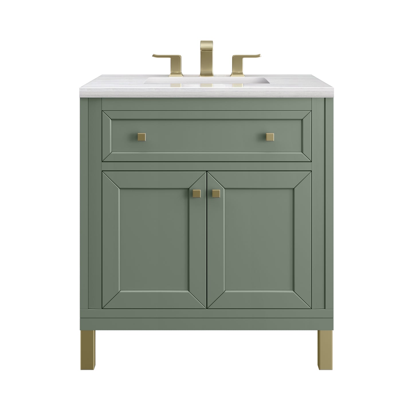 Chicago 30" Single Vanity, Smokey Celadon w/ 3 CM Arctic Fall Top