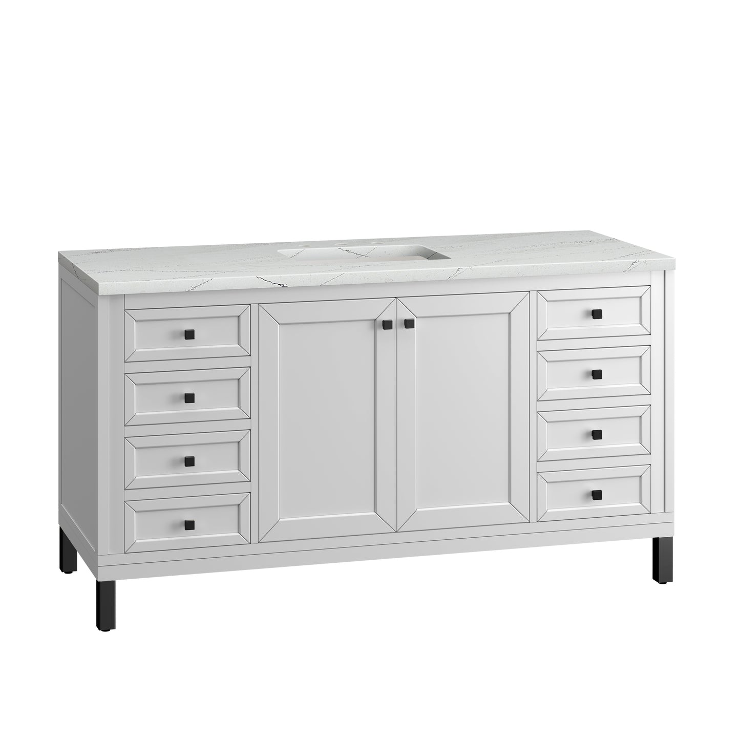 Chicago 60" Single Vanity, Glossy White w/ 3 CM Ethereal Noctis Top