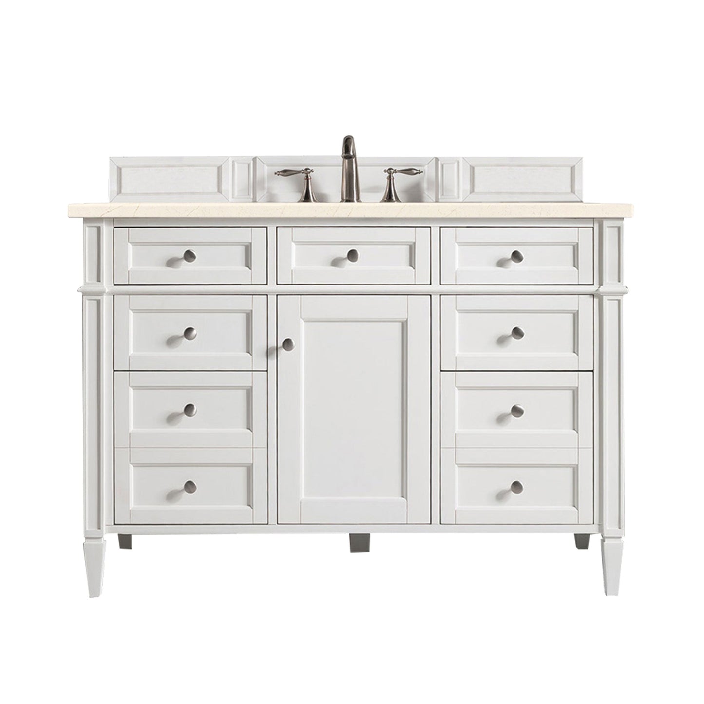 Brittany 48" Single Vanity, Bright White w/ 3 CM Eternal Marfil Quartz Top