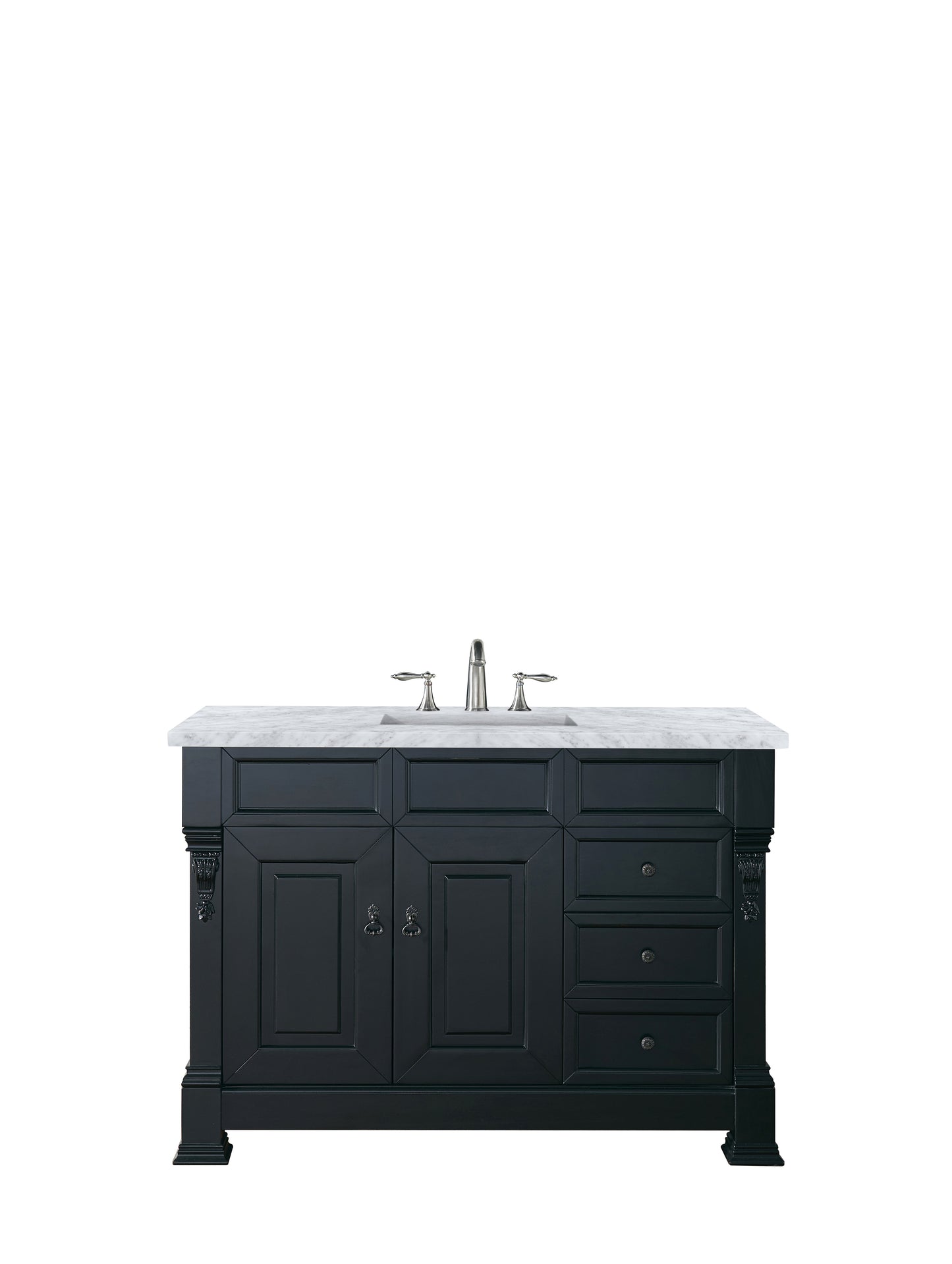 Brookfield 48" Single Vanity, Antique Black w/ 3 CM Carrara Marble Top