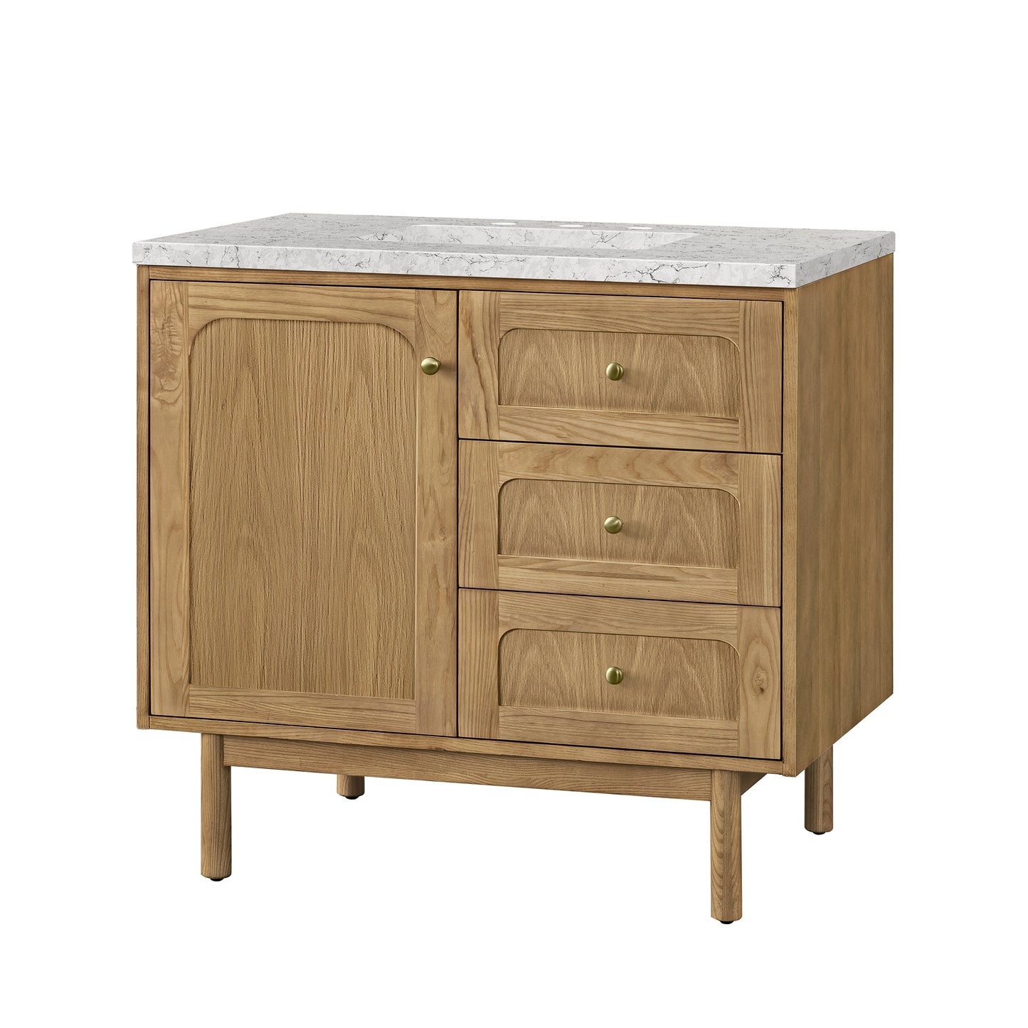 Laurent 36" Single Vanity, Light Natural Oak w/ 3 CM Eternal Jasmine Pearl Top