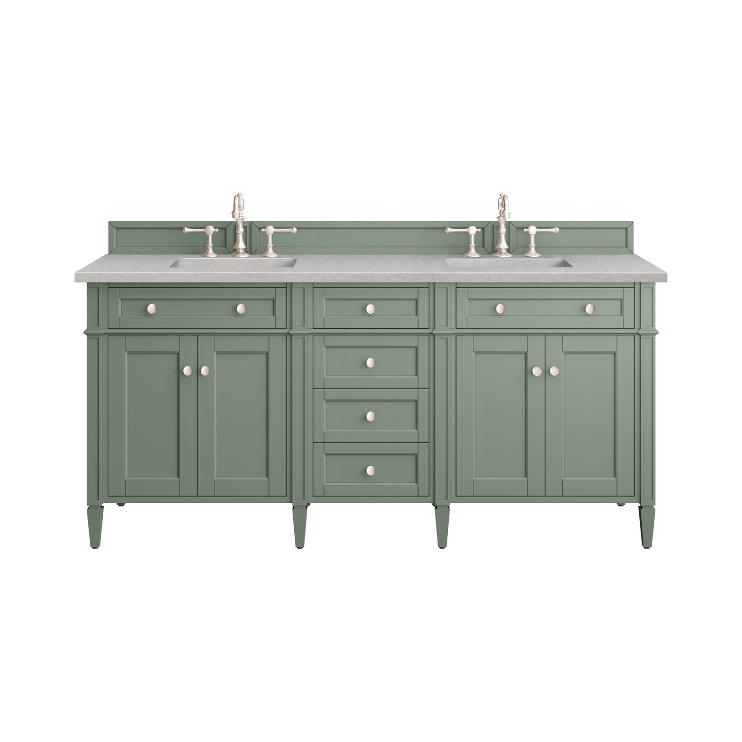 Brittany 72" Double Vanity, Smokey Celadon w/ 3 CM Eternal Serena Top