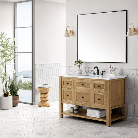 Breckenridge 48" Single Vanity, Light Natural Oak w/ 3 CM Arctic Fall Top