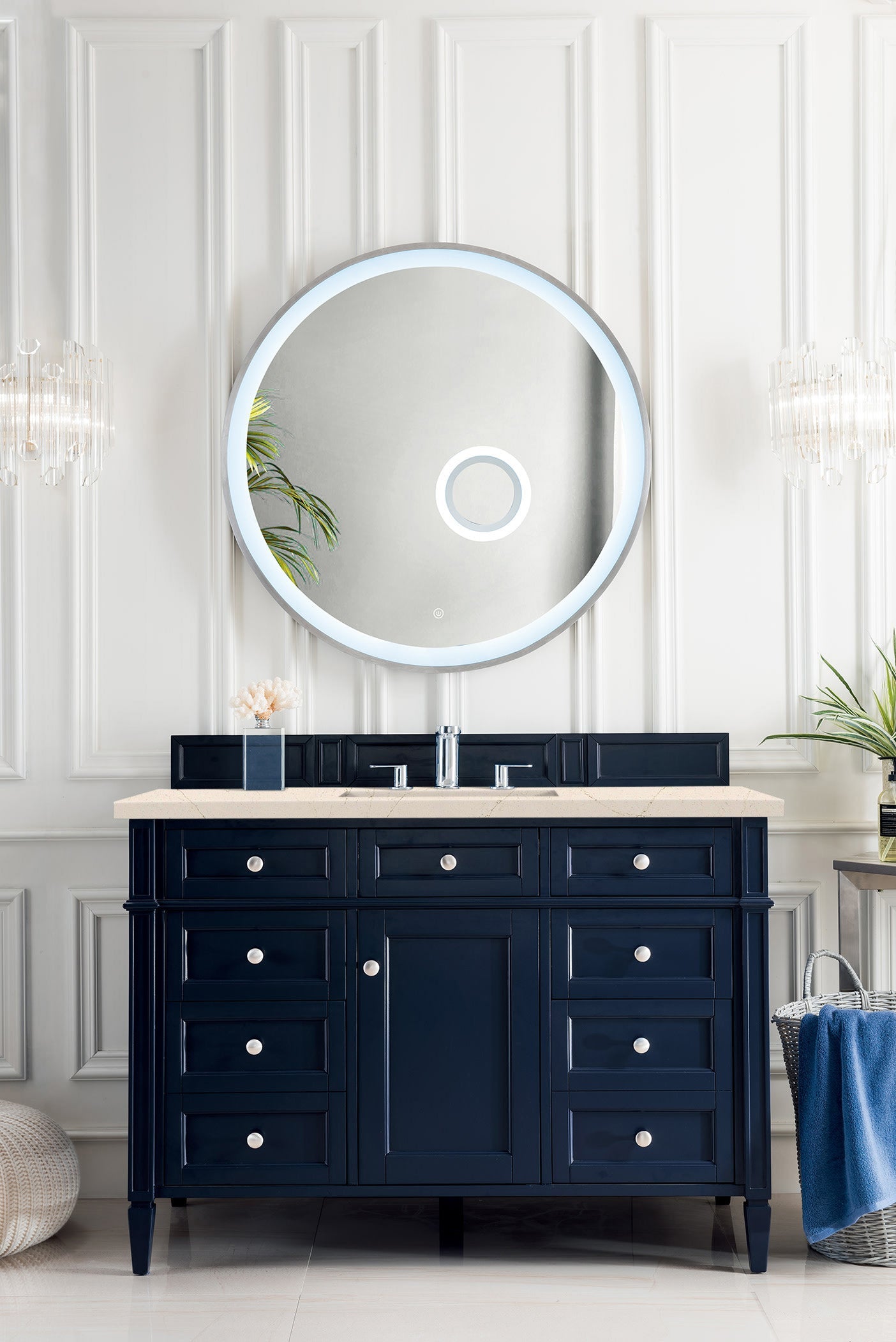 Brittany 48" Single Vanity, Victory Blue w/ 3 CM Eternal Marfil Quartz Top