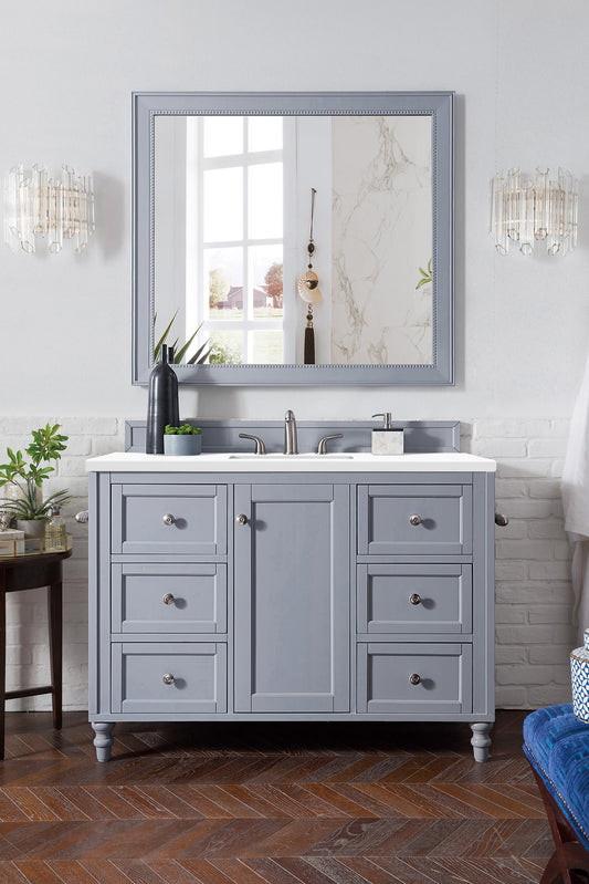 Copper Cove Encore 48" Single Vanity, Silver Gray w/ 3 CM White Zeus Quartz Top