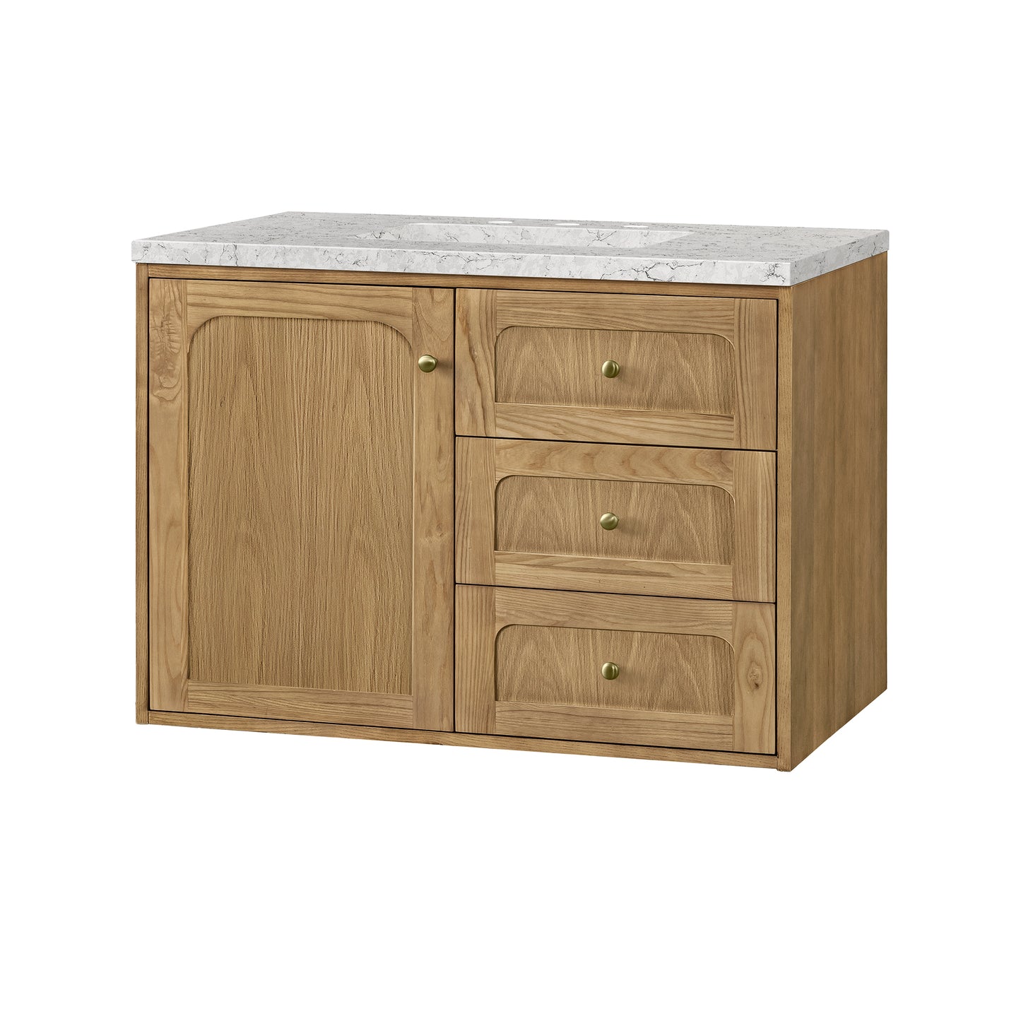 Laurent 36" Single Vanity, Light Natural Oak w/ 3 CM Eternal Jasmine Pearl Top