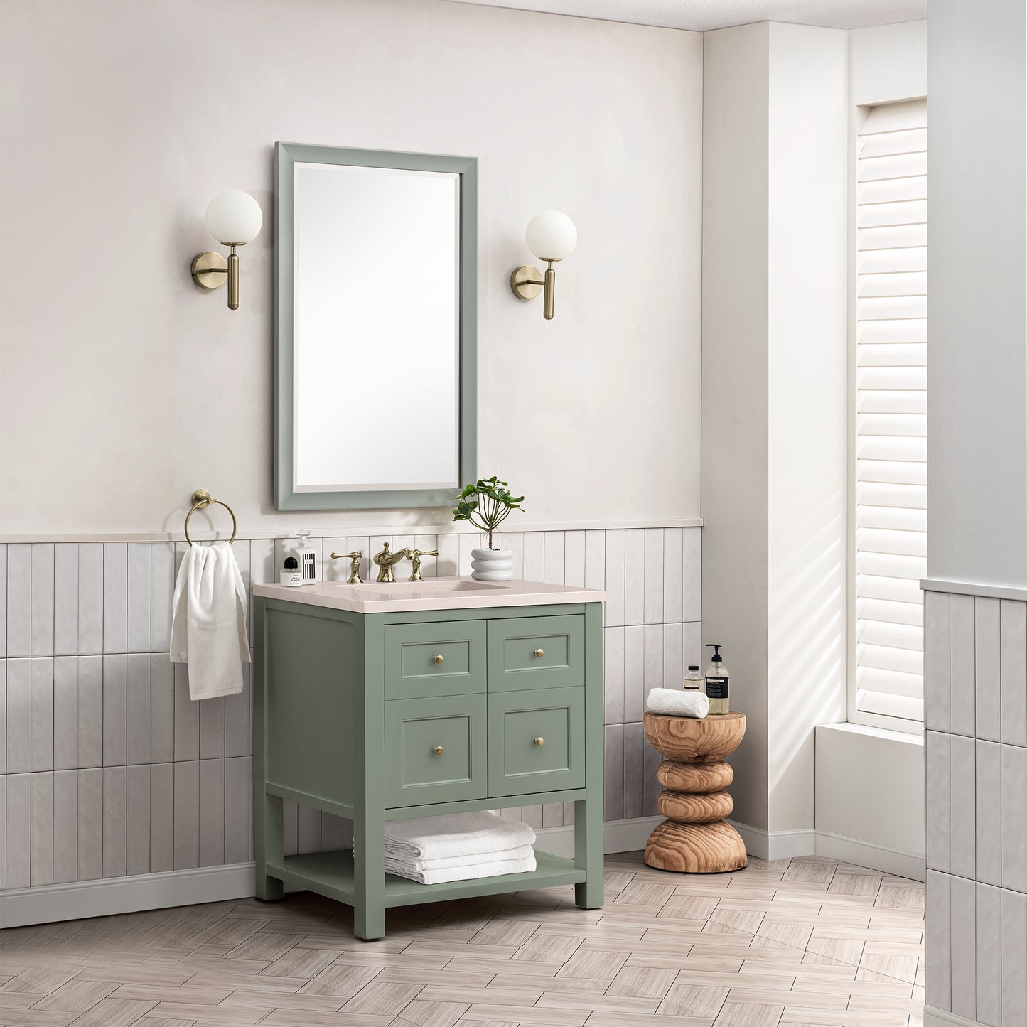 Breckenridge 30" Single Vanity, Smokey Celadon w/ 3 CM Eternal Marfil Top