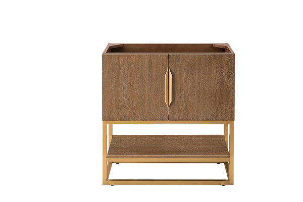 Columbia 31.5 Single Vanity Cabinet, Latte Oak, Radiant Gold