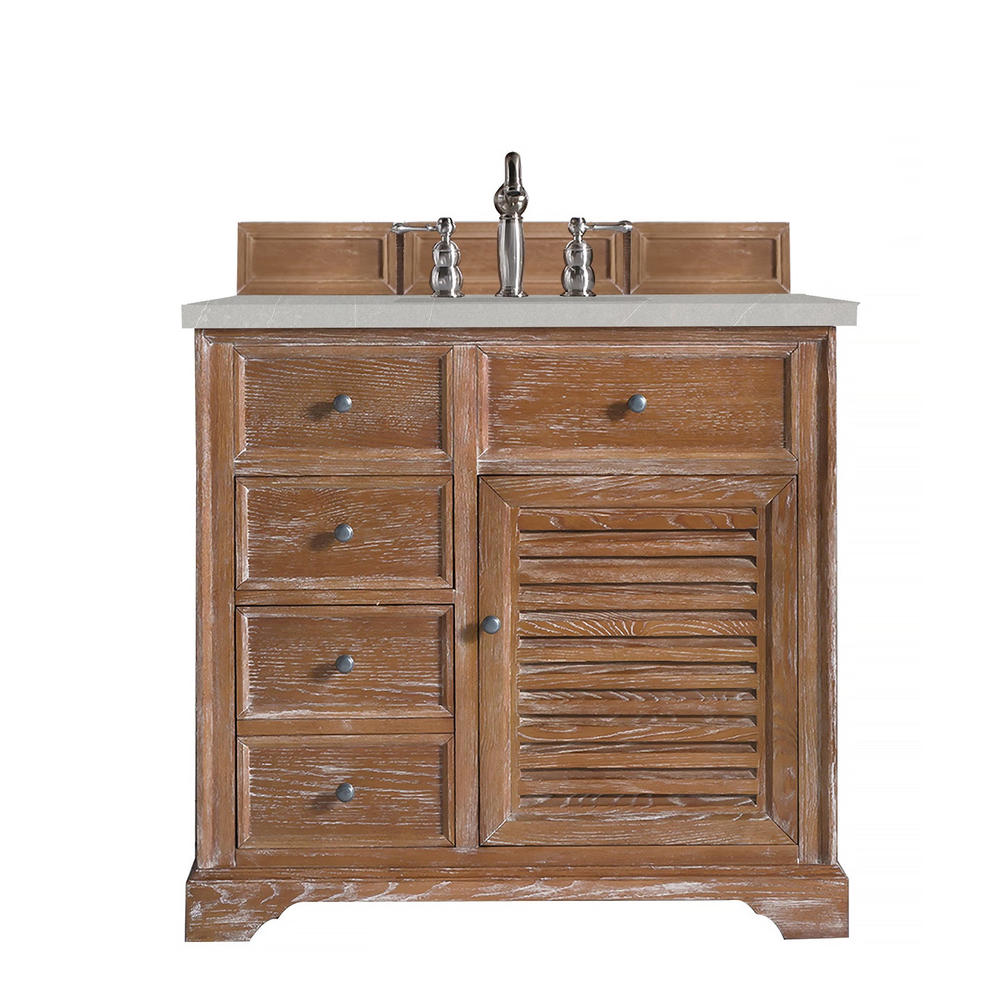 Savannah 36" Single Vanity, Driftwood w/ 3 CM Eternal Serena Quartz Top