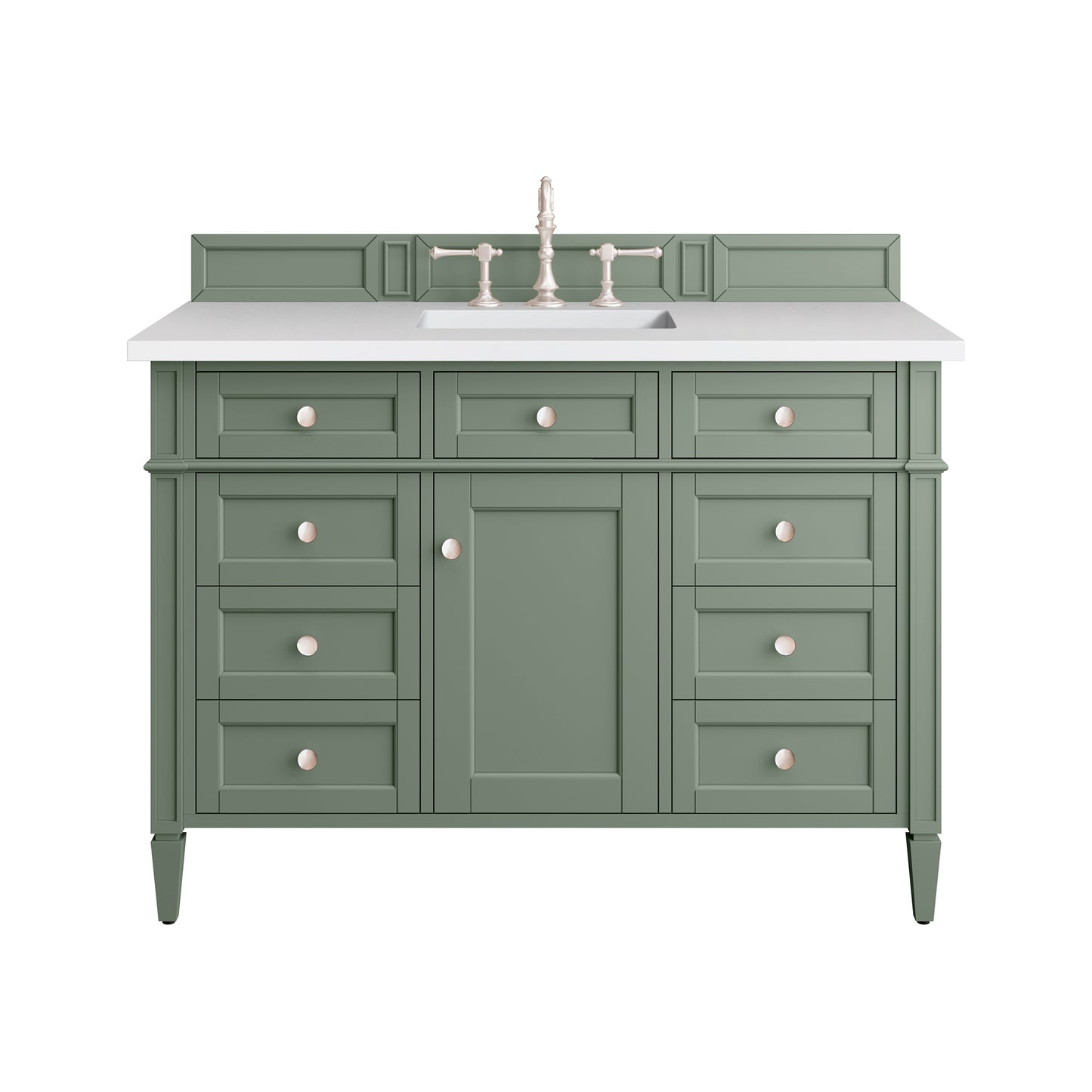 Brittany 48" Single Vanity, Smokey Celadon w/ 3 CM White Zeus Top