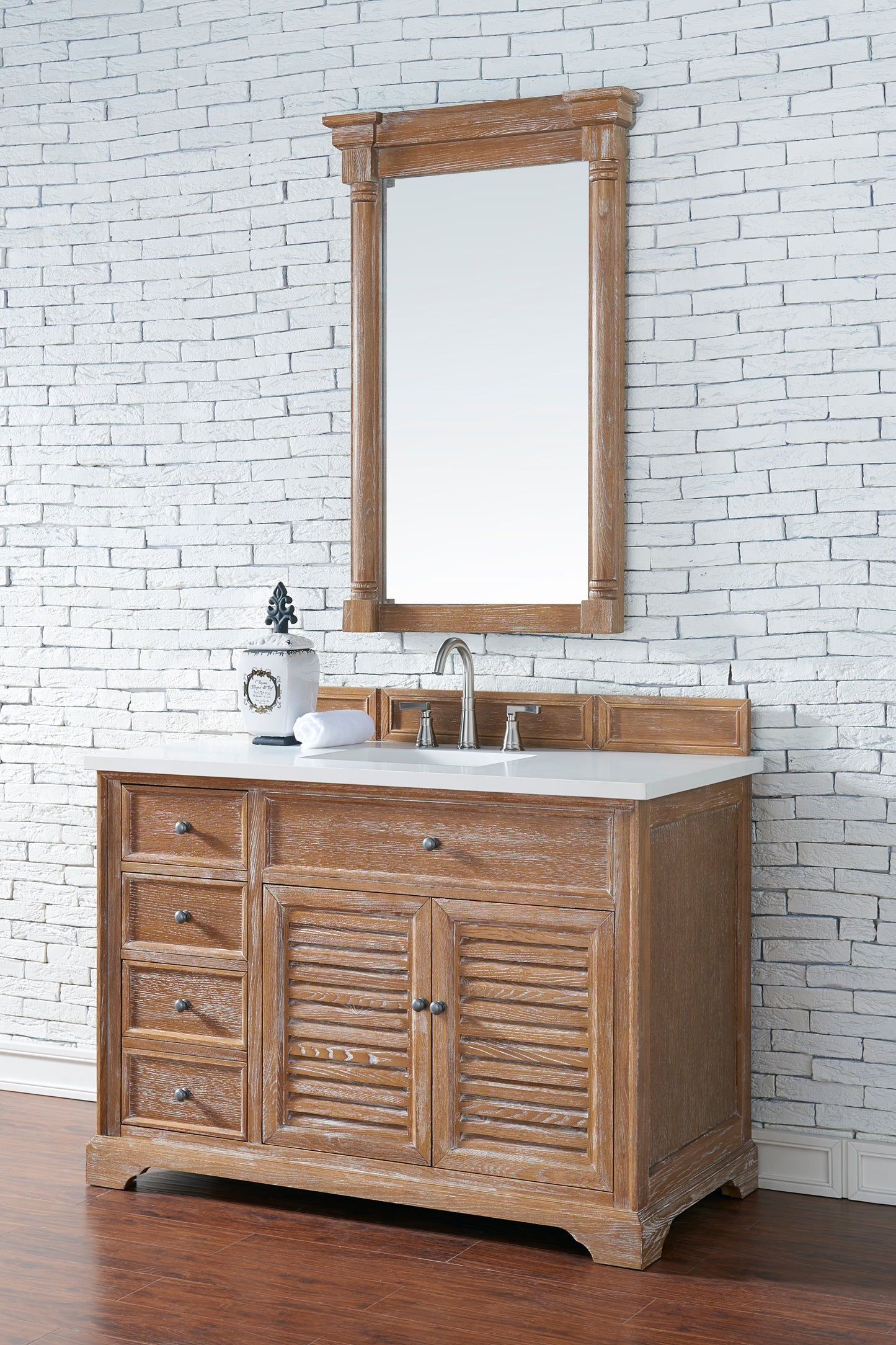 Savannah 48" Single Vanity, Driftwood w/ 3 CM White Zeus Quartz Top