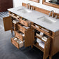 Brittany 72" Double Vanity, Saddle Brown w/ 3 CM Carrara Marble Top