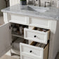 Brookfield 36" Single Vanity, Bright White w/ 3 CM Carrara Marble Top