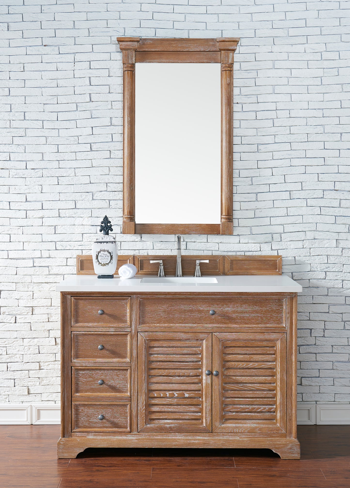 Savannah 48" Single Vanity, Driftwood w/ 3 CM White Zeus Quartz Top