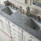 Bristol 72" Double Vanity, Bright White w/ 3 CM Carrara Marble Top