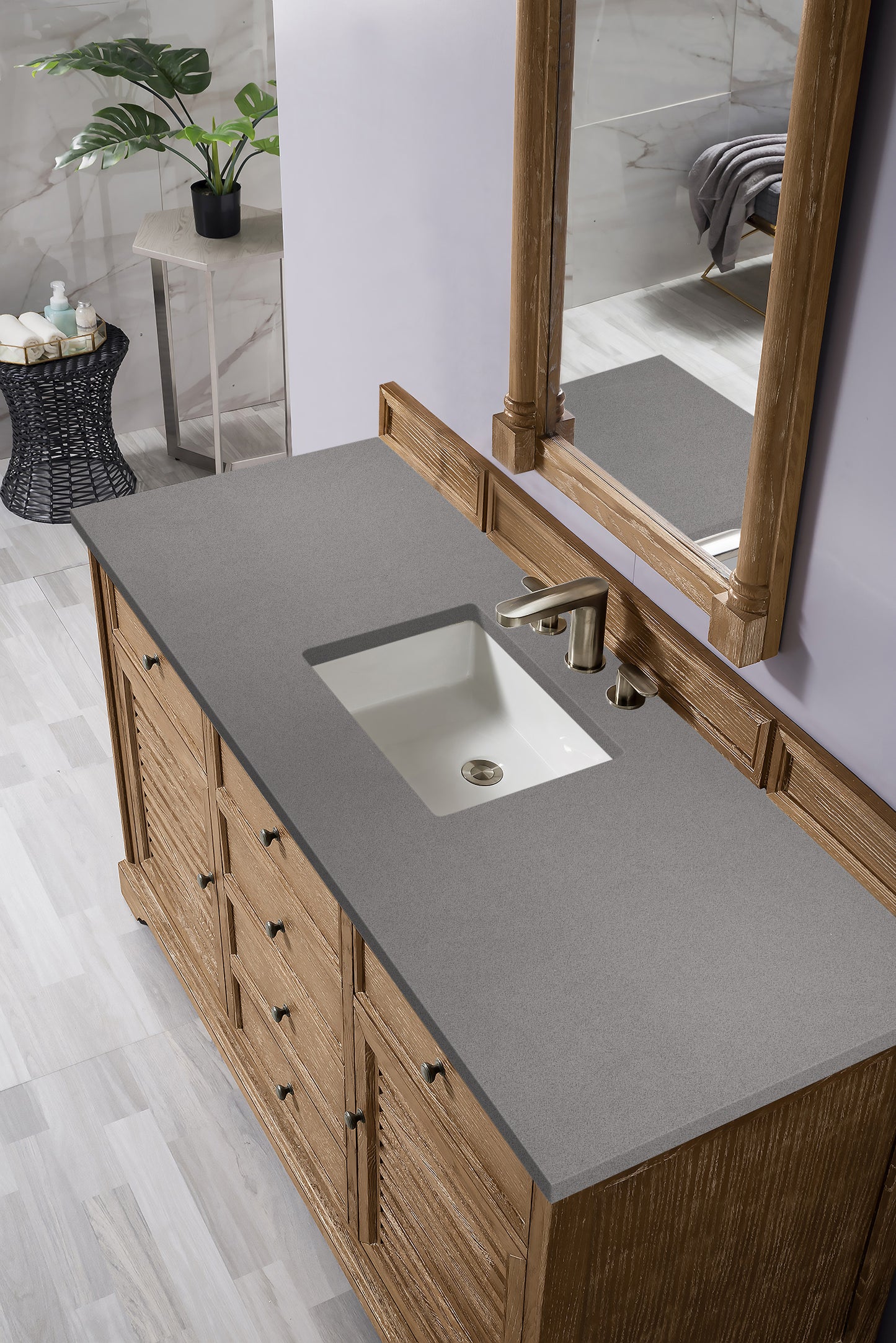 Savannah 60" Single Vanity, Driftwood w/ 3 CM Grey Expo Quartz Top