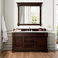 Brookfield 60" Single Vanity, Burnished Mahogany w/ 3 CM Carrara Marble Top