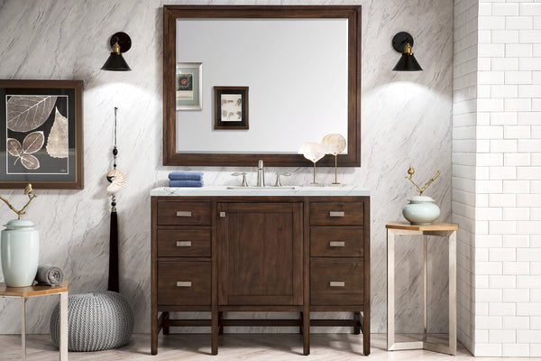 Addison 48 Single Vanity, Mid-Century Acacia w/ 3 CM Ethereal Noctis Quartz Top