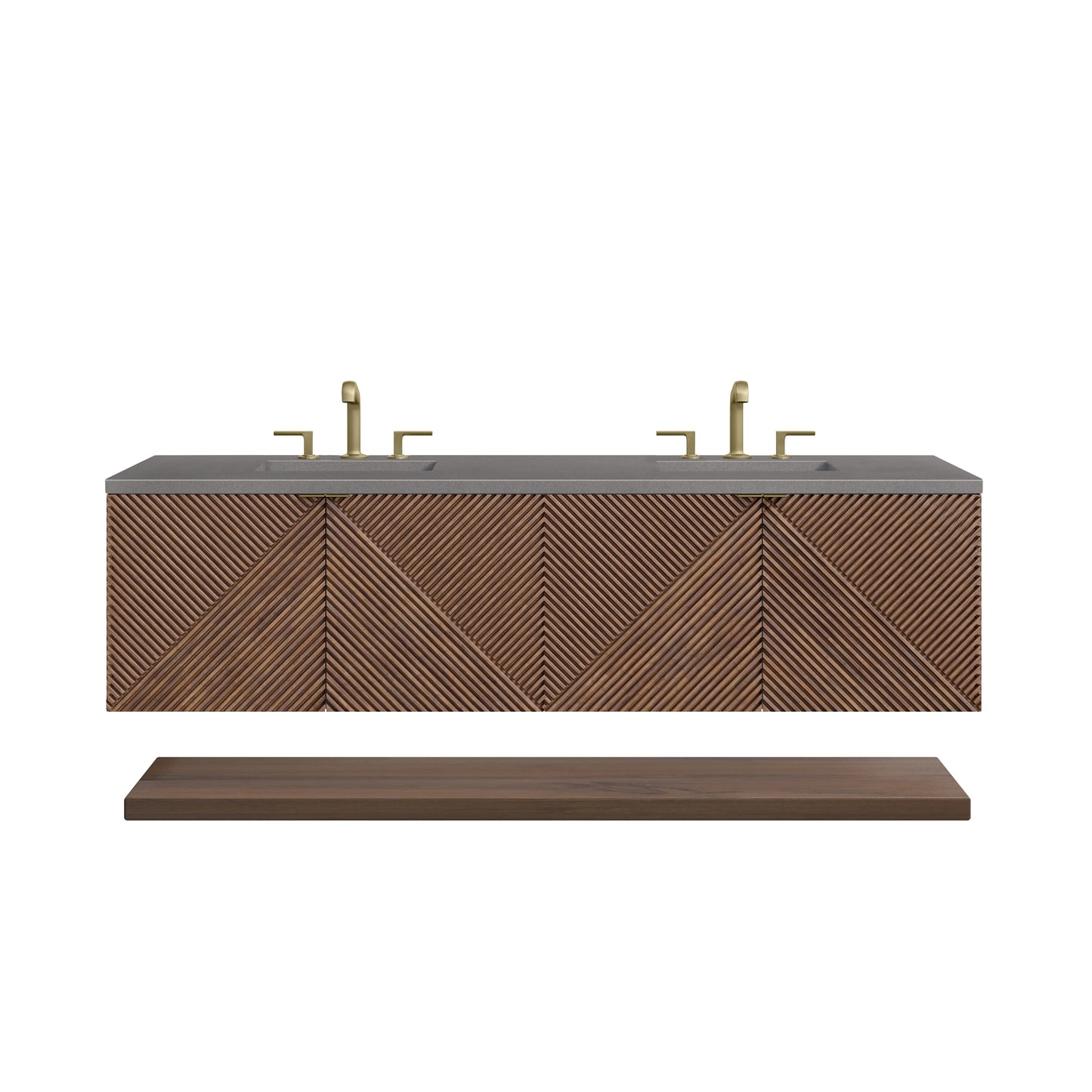 Marcello 72" Double Vanity, Chestnut w/ 3 CM Grey Expo Top