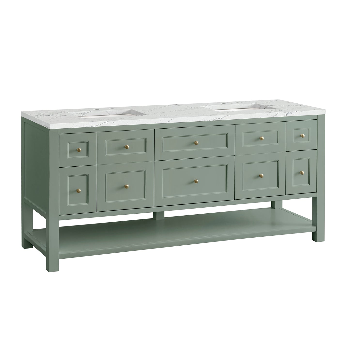 Breckenridge 72" Double Vanity, Smokey Celadon w/ 3 CM Ethereal Noctis Top