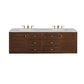 Amberly 72" Double Vanity, Mid-Century Walnut w/ 3 CM Eternal Jasmine Pearl Top