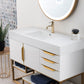 Columbia 48" Single Vanity, Glossy White, Radiant Gold w/ Glossy White Composite Stone Top