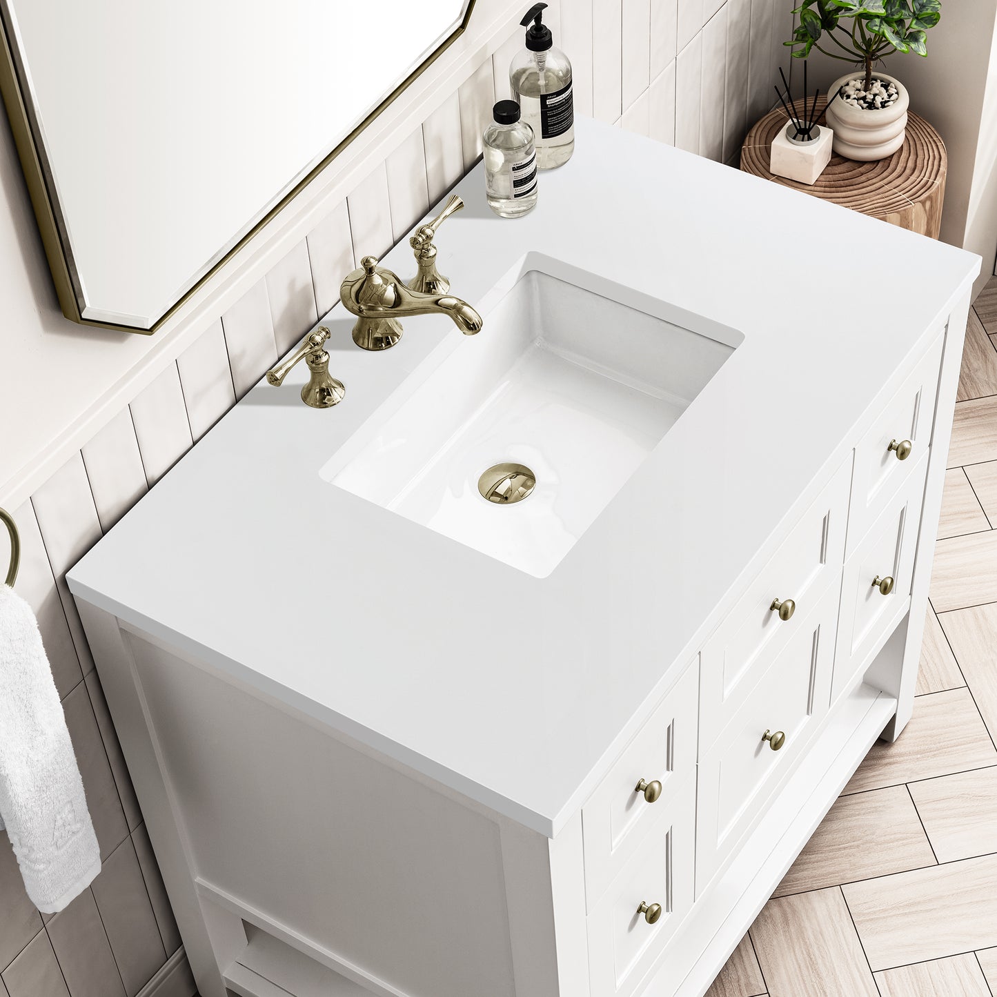 Breckenridge 36" Single Vanity, Bright White w/ 3 CM White Zeus Top