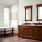 Brookfield 72" Double Vanity, Warm Cherry w/ 3 CM Carrara MarbleTop