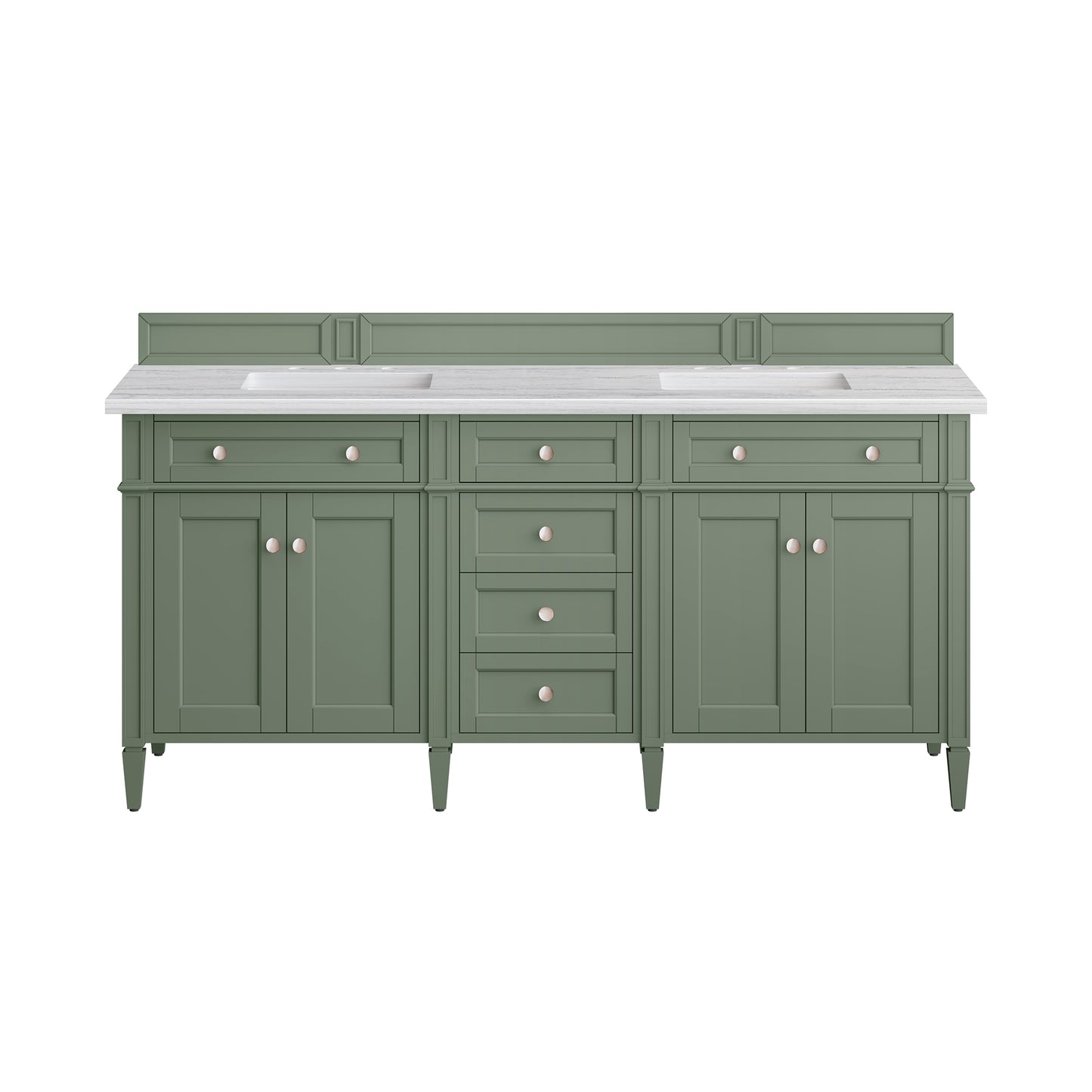 Brittany 72" Double Vanity, Smokey Celadon w/ 3 CM Arctic Fall Top