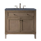 Chicago 36" Single Vanity, Whitewashed Walnut w/ 3 CM Charcoal Soapstone Quartz Top