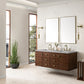 Amberly 60" Double Vanity, Mid-Century Walnut w/ 3 CM Eternal Serena Top