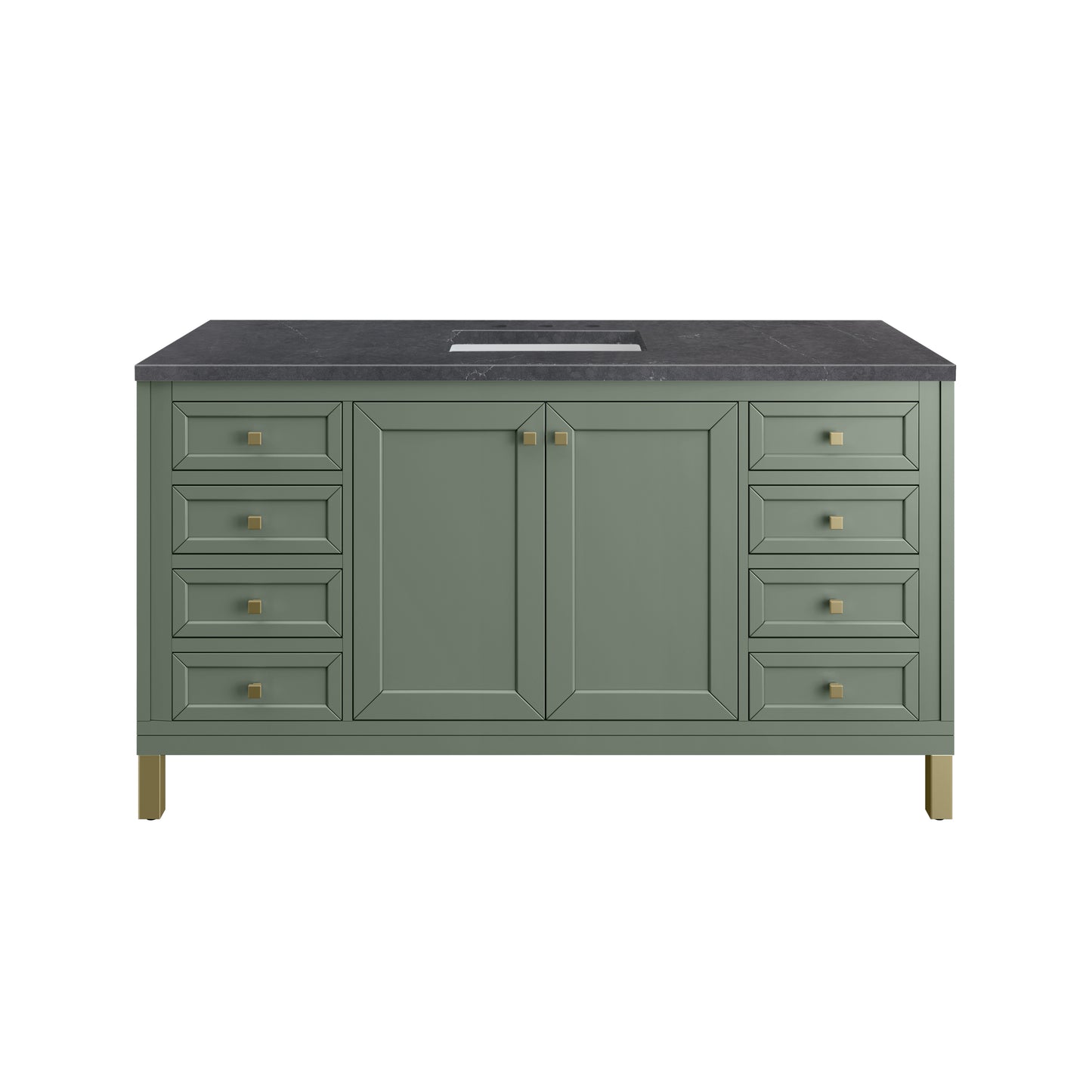 Chicago 60" Single Vanity, Smokey Celadon w/ 3 CM Charcoal Soapstone Top