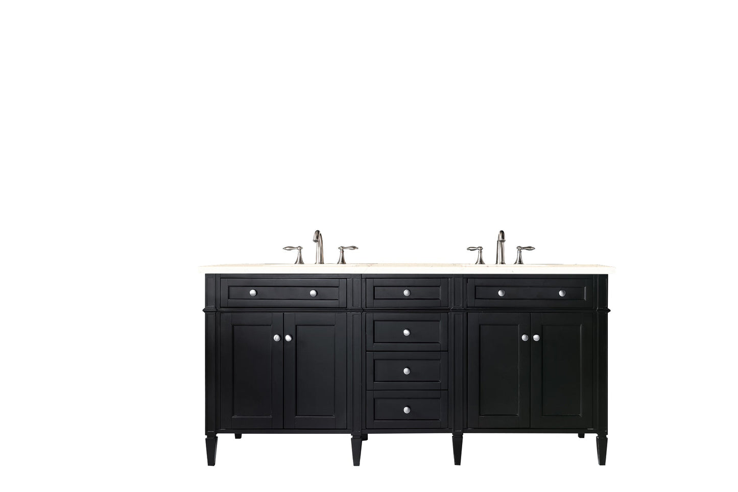 Brittany 72" Double Vanity, Black Onyx w/ 3 CM Eternal Marfil Quartz Top